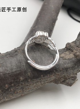谢家银匠银貔貅戒指   999足银男女戒指   貔貅开口戒