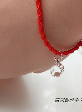 手工原创吊坠足银顶针箍