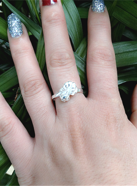 谢家银匠99纯银白菜民族风戒指