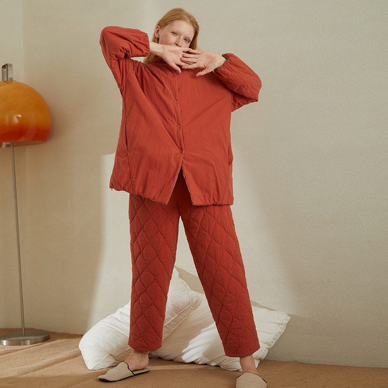 朵朵可可家居服新款冬季三层纯棉夹棉两面穿睡衣女中长款喜庆套装,淘宝优惠券,粉丝福利购,淘宝优惠卷