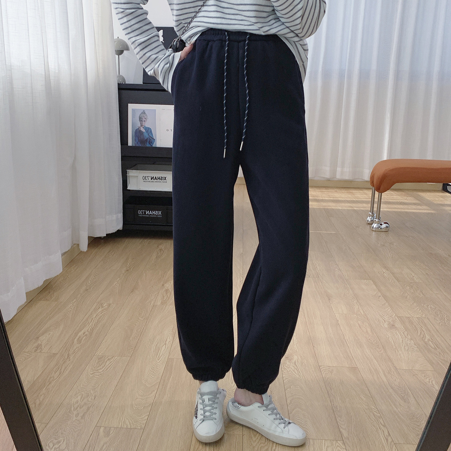 抽绳松紧腰加厚加绒卫裤女冬季裤子宽松束脚休闲运动裤显瘦哈伦裤,淘宝优惠券,粉丝福利购,淘宝优惠卷