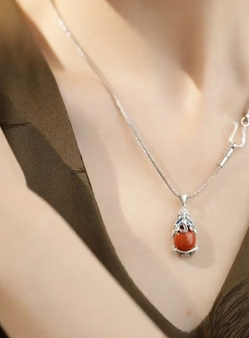 复古做旧浮雕貔貅吊坠新中式民族国风小众设计古风女士项链项坠