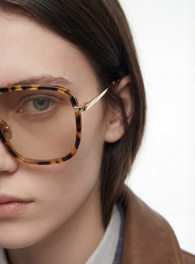 【七夕礼物】JINNNN FOX 方形镜片大框金属银边太阳镜墨镜