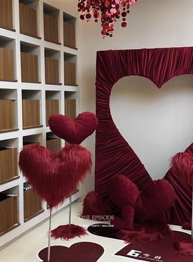 大红色爱心摆件网红节日美陈打卡