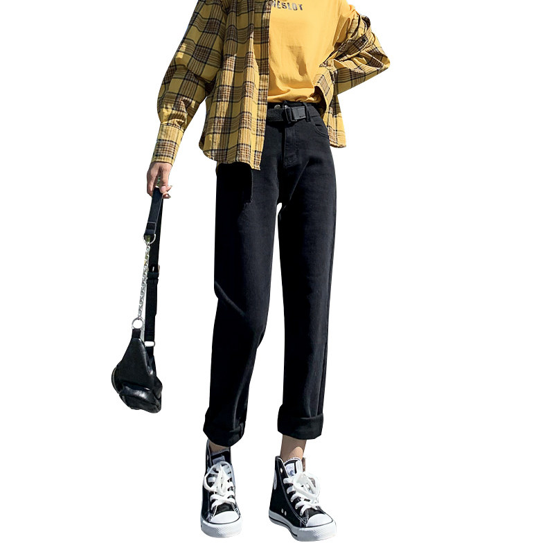 黑色直筒宽松弹力秋冬新款牛仔裤 鑫豪霸牛仔裤