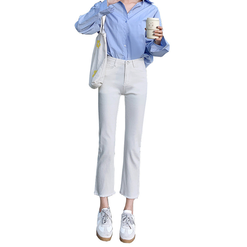 白色直筒夏季韩版八分小个子牛仔裤 鑫豪霸牛仔裤