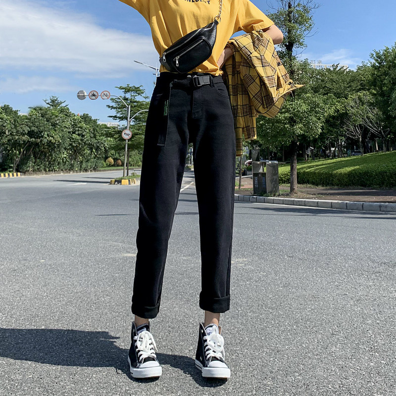黑色直筒宽松弹力秋冬新款牛仔裤 鑫豪霸牛仔裤