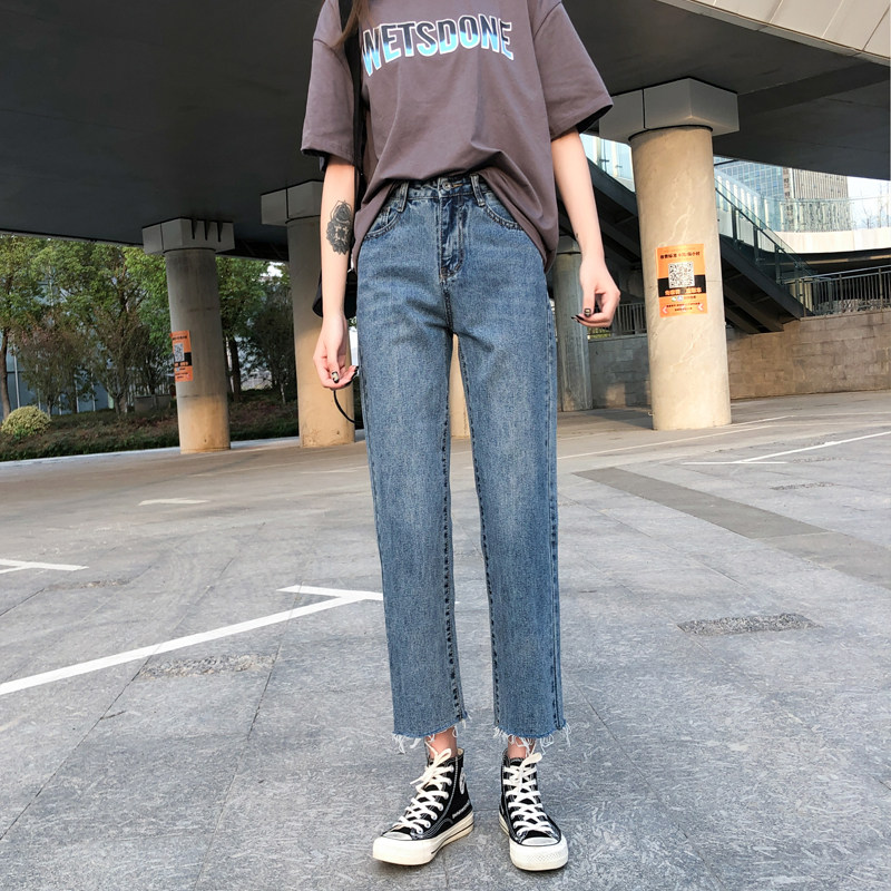 直筒女宽松秋装新款八分显瘦牛仔裤 鑫豪霸牛仔裤