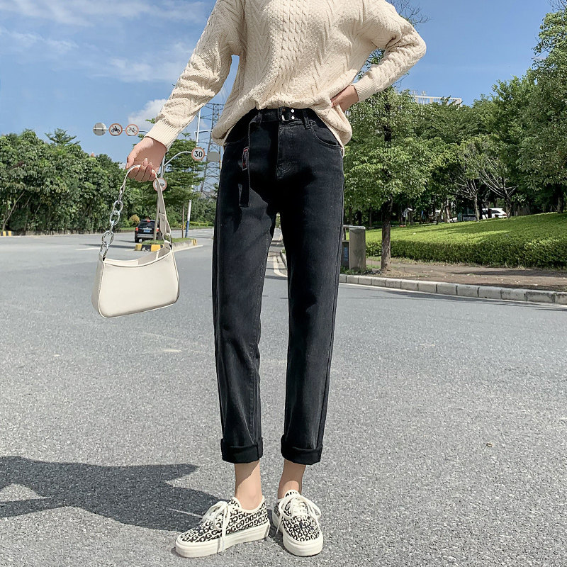 黑色直筒宽松弹力秋冬新款牛仔裤 鑫豪霸牛仔裤