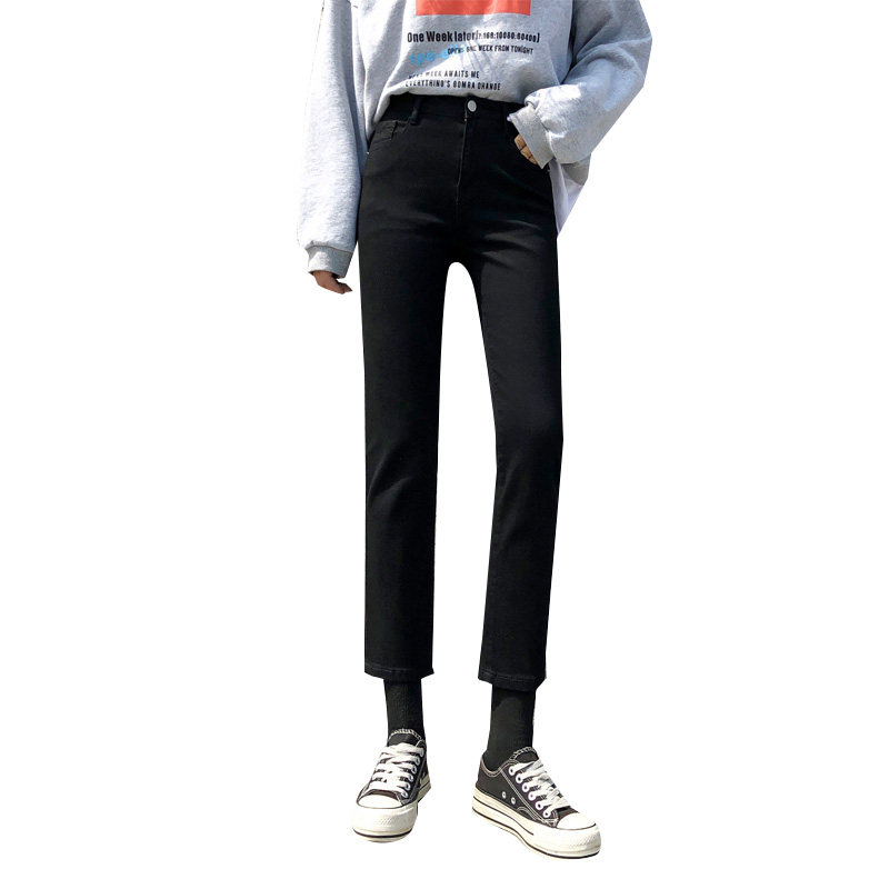 灰色宽松八分小个子百搭学生牛仔裤 鑫豪霸牛仔裤