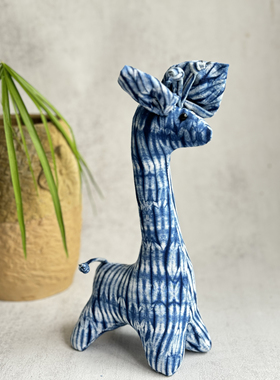 云南大理白族扎染布偶条纹长颈鹿摆件工艺品民族风手作礼物