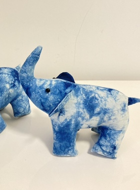 云南民族风手工扎染大象布偶摆件娃娃玩偶公仔兔子伴手礼小熊羚羊