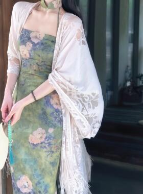 国风流苏提花披肩女外搭
