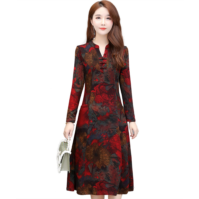 旗袍改良版2020年新款贵夫人连衣裙 阿妮婷连衣裙