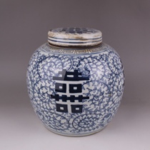 High 25 cm) late Qing hand painted green flower Heather character jar Jingdezhen antique ceramic home Decorative Pendulum piece collection