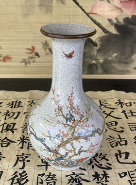 景德镇陶瓷粉彩赏瓶十二报喜仿真花器中式客厅摆件高品质仿古陶瓷