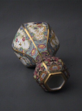 仿古风陶瓷雍正六方展柜家居装饰