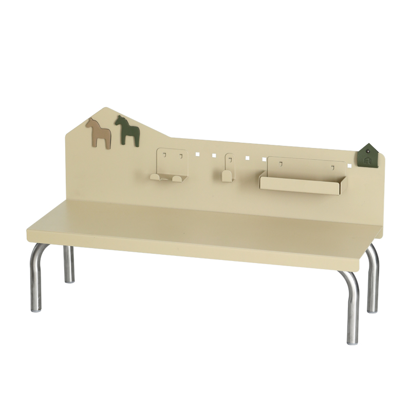 多功能奶茶色洞洞板收纳架 铁艺置物架 桌面增高架轻奢创意文具架 - 图3