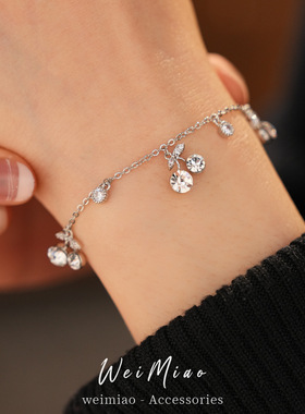 童趣甜美镶钻葡萄樱桃手链轻奢感手环可爱优雅时尚百搭手饰女