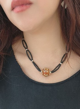天然黑玛瑙项链女款锁骨链小众设计感高级轻奢气质颈链配饰