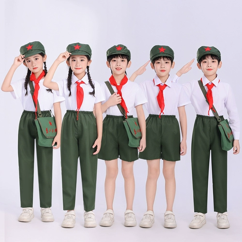 Танцевальные костюмы Лей Фэн для мальчиков, танцевальные костюмы Красной Армии, Красной песни, хора для девочек, блестящие молодежные детские костюмы Красной звезды для выступлений