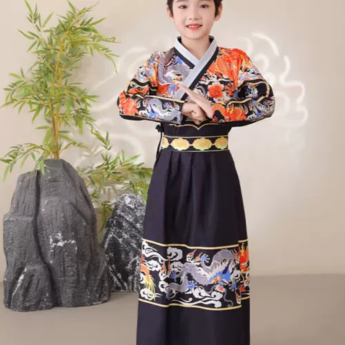 Детское ханьфу, костюм мальчика цветочника для мальчиков и девочек, летучая рыба