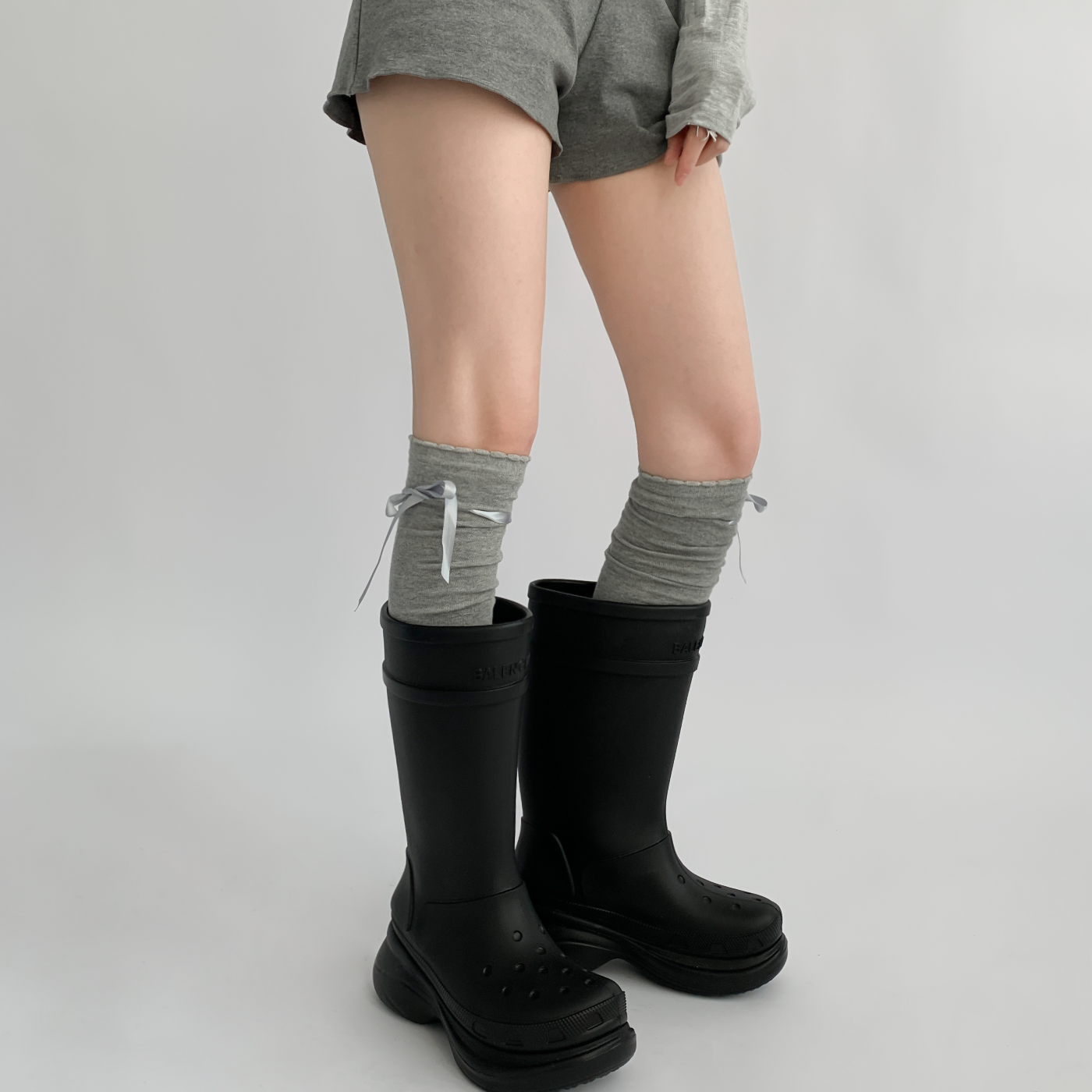 夜间教习室长筒袜女春秋过膝白色花边小腿袜洛丽塔蝴蝶结堆堆袜子,淘宝优惠券,粉丝福利购,淘宝优惠卷