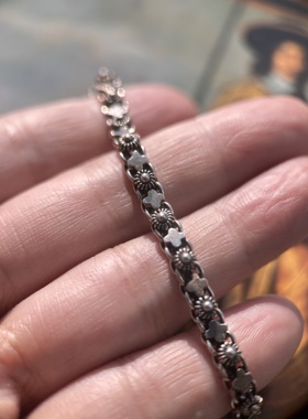 伦敦买回，古董925银炸珠四叶草手链精美典雅，长19cm重9.5克