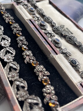 伦敦买回，Artdeco时期天然马克赛黄水晶手链链长看详情