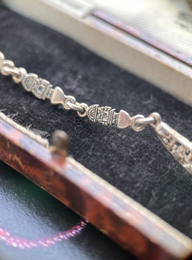 伦敦买回，秘鲁银项链镶嵌老松石一体链款式独特，长约45cm重28克