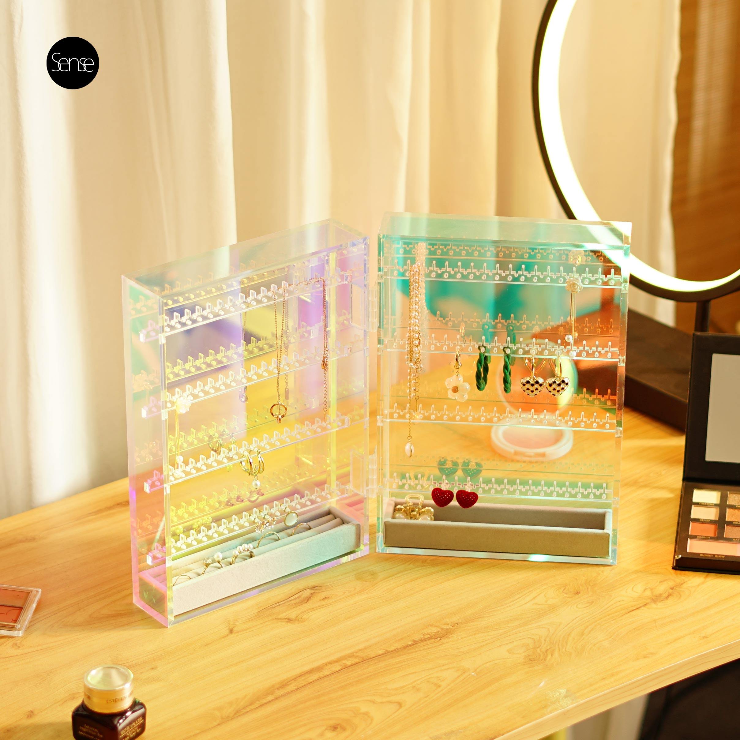 首饰收纳盒ins风透明亚克力防氧化耳环耳钉项链饰品收纳盒首饰盒 - 图0