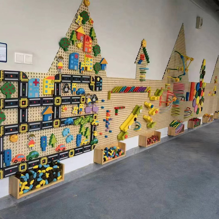 Kindergarten building block wall mushroom nails
