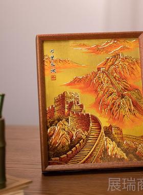 高档朱炳铜 万里仁长城柜桌屏台装饰画装饰电视办公室礼物摆领导