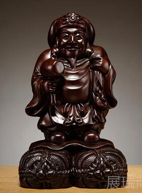 高档黑檀店实木质雕刻大黑天财佛神像神爷摆件家财居铺寺庙供奉工