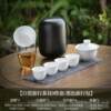 High-end Dehua white porcelain travel tea set cup simple one or four outdoor lid set bowl portable quick cup logo customization