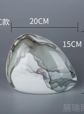 高档装新中现式瓶摆件代轻奢陶瓷创意样板房客厅家居软饰品花水墨