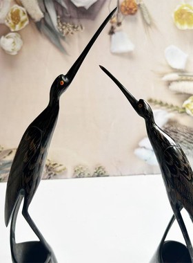 牛角制仙鹤摆件工艺品摆件桌面品