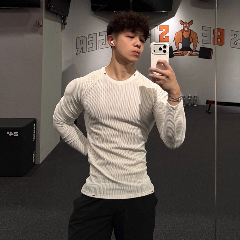 圆领透气提花网眼运动长袖百搭运动弹力透气速干上衣弹力健身上衣,淘宝优惠券,粉丝福利购,淘宝优惠卷