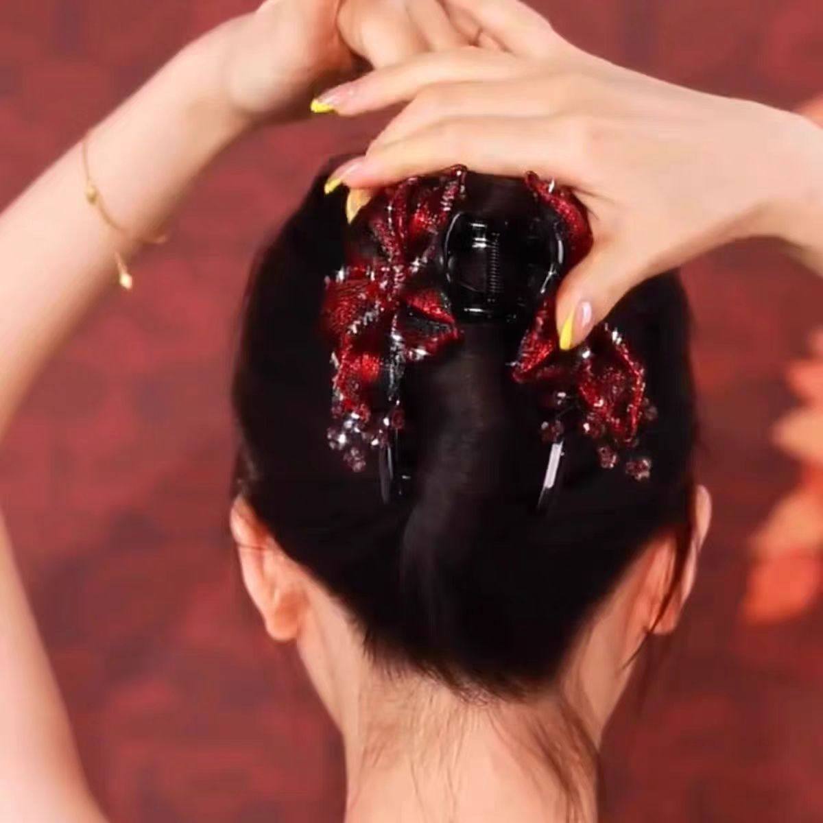 韩国高档手工铜丝编织花朵抓夹轻奢水晶后脑勺优雅盘发大号鲨鱼夹,淘宝优惠券,粉丝福利购,淘宝优惠卷