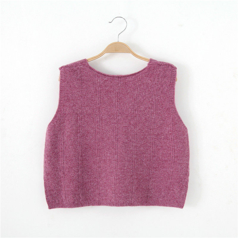 超短款高腰针织马甲外穿秋季小开衫 粟粉糖马夹