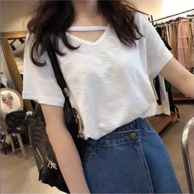 2020年新款夏季秋装竹节棉潮打底衫 韩简娜T恤