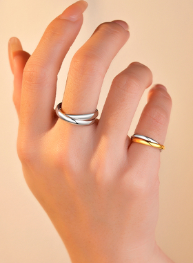 高版本双环戒指情侣对戒可尾戒
