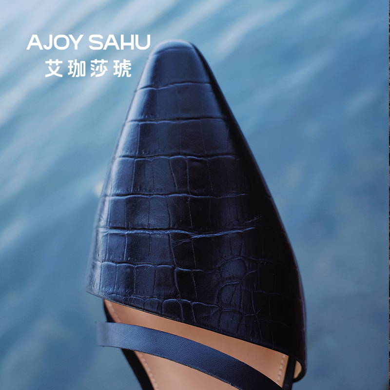 AJOY SAHU/艾珈莎琥女鞋时尚小跟猫跟鞋新款气质后空女凉鞋单鞋女-图2