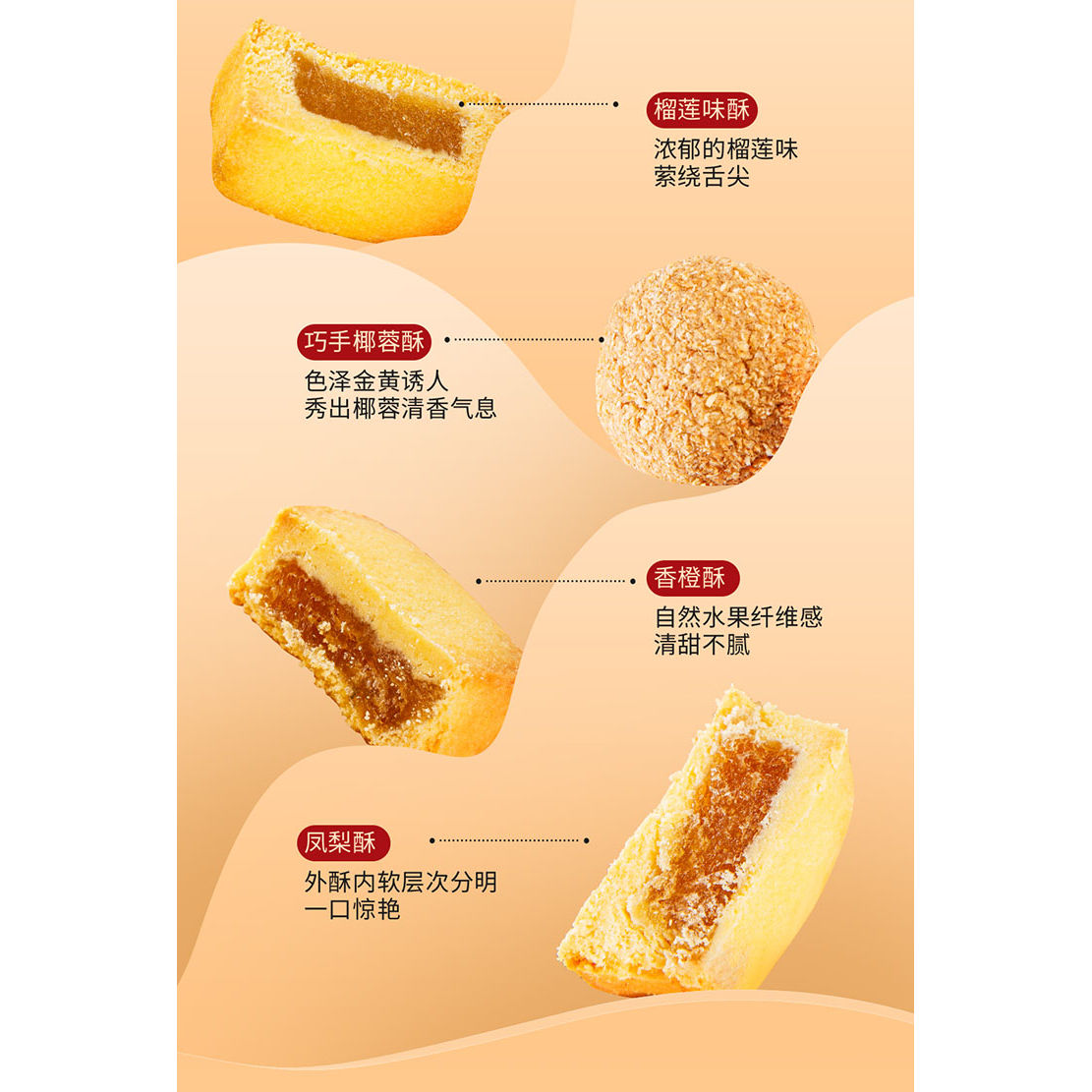 东望洋2096g大礼包丹麦曲奇凤梨酥咸蛋黄酥榴莲酥办公室零食