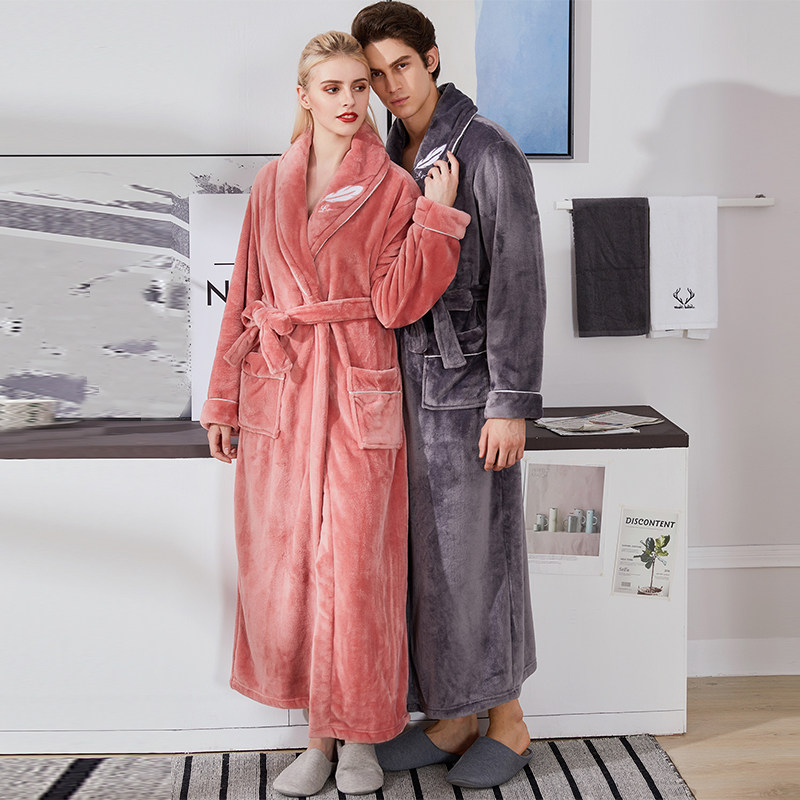 加长款女春秋冬季法兰绒珊瑚绒睡衣 布妮乔贝睡袍/浴袍