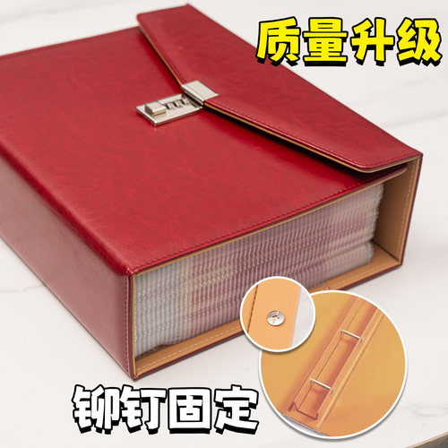 加厚皮面10万现金存钱本密码锁存钱夹钱册2026年新款十万元大容量只放钱网红攒钱本纸币钱币百元钞票收纳册 - 图1