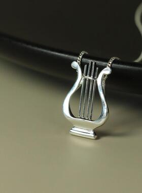 项链纯银希腊项链里拉琴吊坠