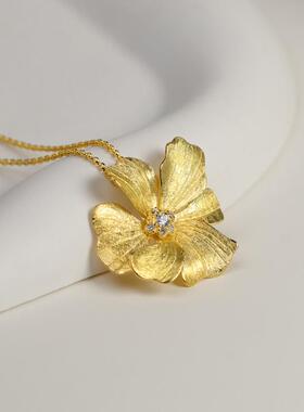 原创仲夏夜之梦纯银单瓣芍药牡丹法式花朵小众高级感吊坠去野餐