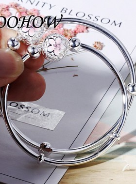 微镶锆石滴胶礼物银手镯