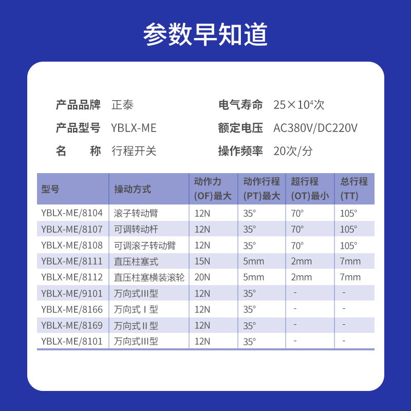 正泰YBLX-ME/HL系列限位器行程开关微动摆臂滚轮转臂式 - 图2